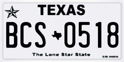 TX license plate BCS0518