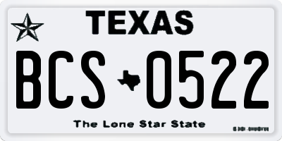 TX license plate BCS0522