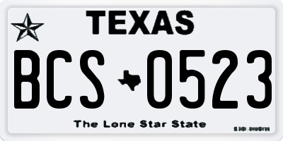 TX license plate BCS0523