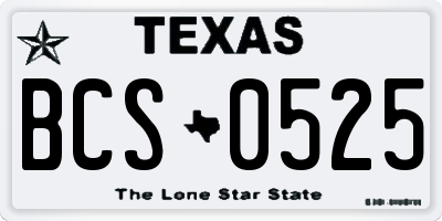 TX license plate BCS0525