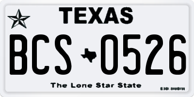 TX license plate BCS0526