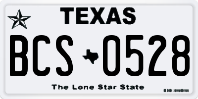 TX license plate BCS0528