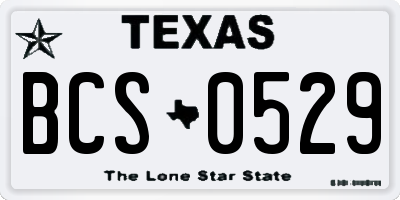 TX license plate BCS0529