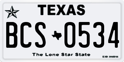 TX license plate BCS0534