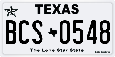 TX license plate BCS0548