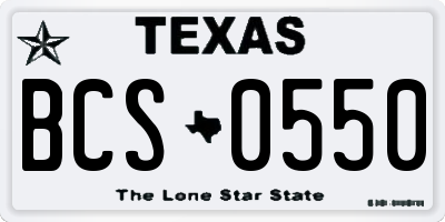 TX license plate BCS0550
