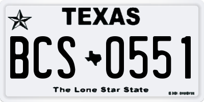 TX license plate BCS0551