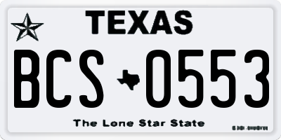 TX license plate BCS0553
