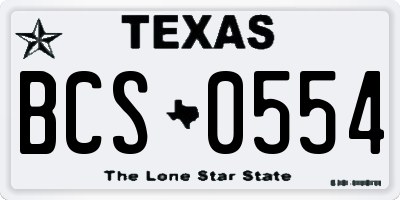 TX license plate BCS0554