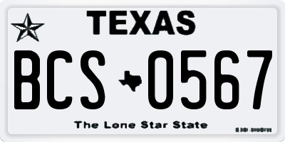TX license plate BCS0567