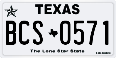 TX license plate BCS0571