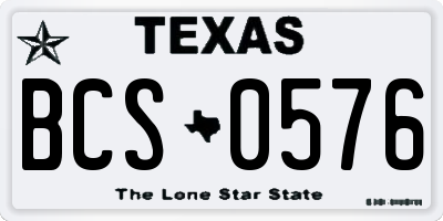 TX license plate BCS0576