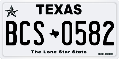 TX license plate BCS0582