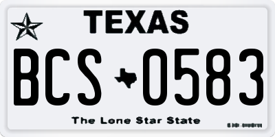 TX license plate BCS0583