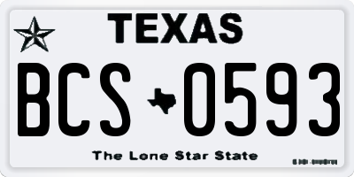 TX license plate BCS0593