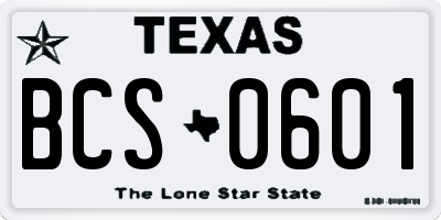 TX license plate BCS0601