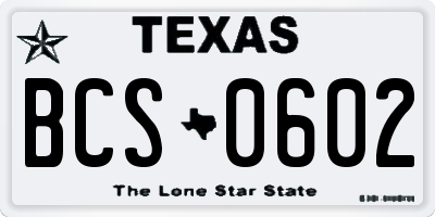 TX license plate BCS0602