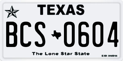 TX license plate BCS0604