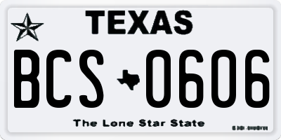 TX license plate BCS0606