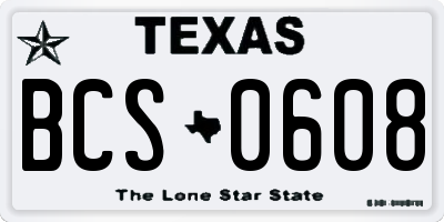TX license plate BCS0608