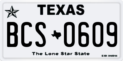 TX license plate BCS0609