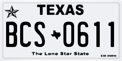 TX license plate BCS0611