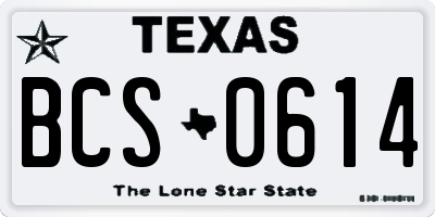 TX license plate BCS0614
