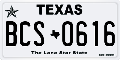 TX license plate BCS0616