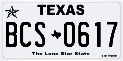 TX license plate BCS0617