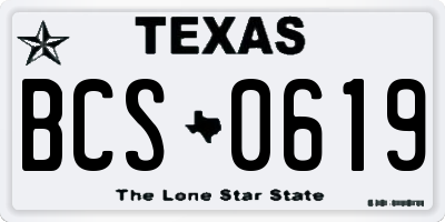 TX license plate BCS0619