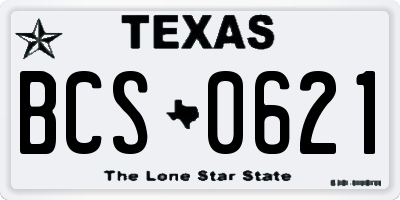 TX license plate BCS0621