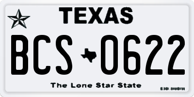 TX license plate BCS0622
