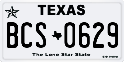 TX license plate BCS0629