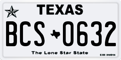 TX license plate BCS0632