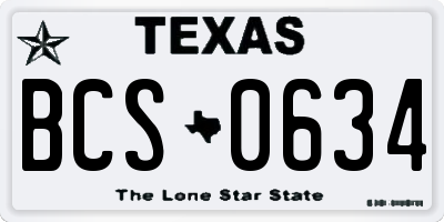 TX license plate BCS0634