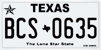 TX license plate BCS0635