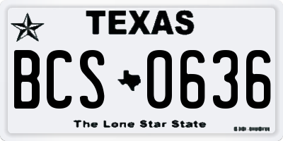 TX license plate BCS0636