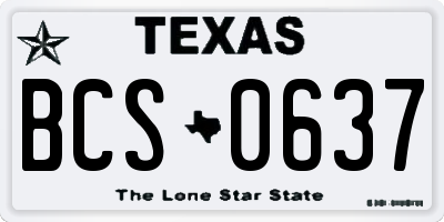 TX license plate BCS0637