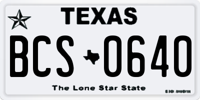 TX license plate BCS0640