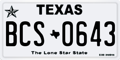 TX license plate BCS0643