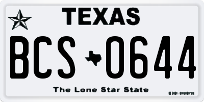 TX license plate BCS0644