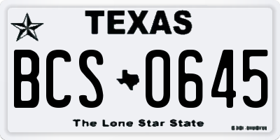 TX license plate BCS0645