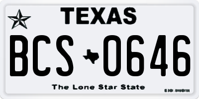 TX license plate BCS0646