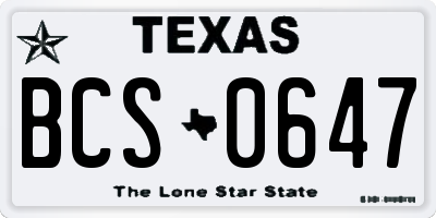 TX license plate BCS0647