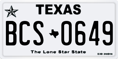 TX license plate BCS0649