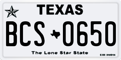 TX license plate BCS0650