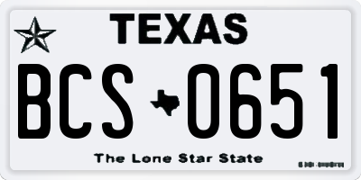 TX license plate BCS0651
