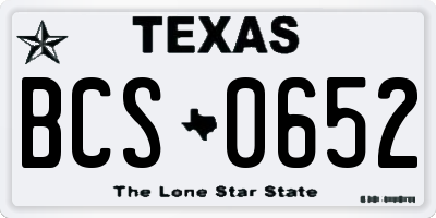 TX license plate BCS0652