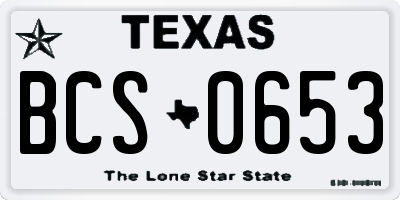 TX license plate BCS0653
