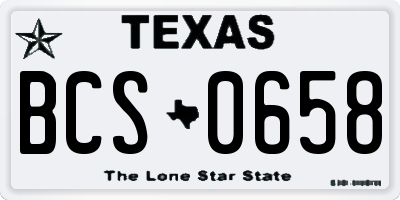 TX license plate BCS0658